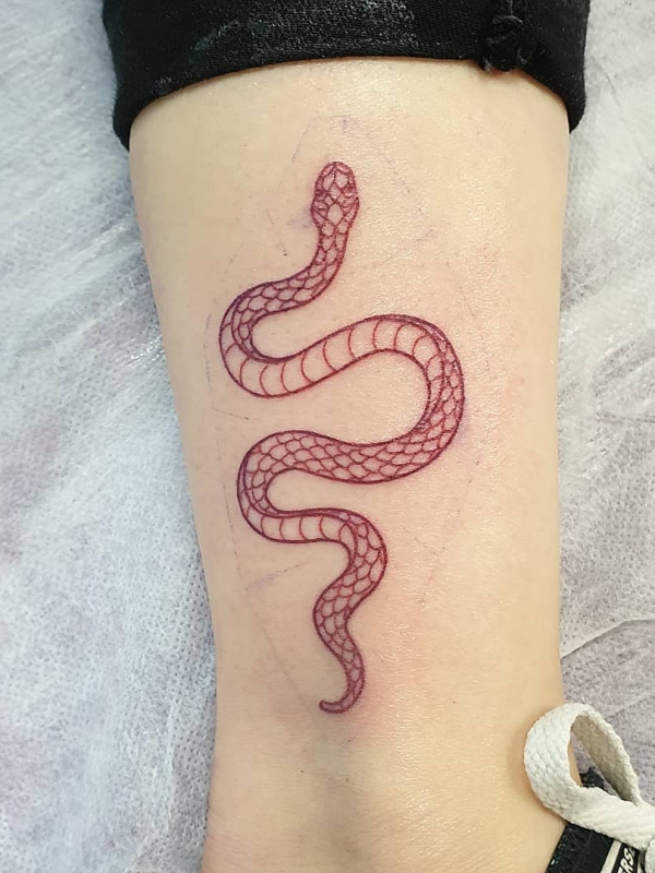 small color snake tattoo